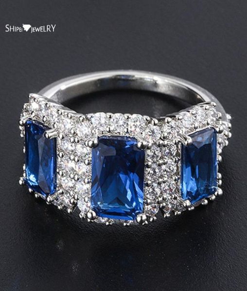 

cluster rings shipei luxury 925 sterling silver ruby tanzanite wedding engagement fine jewelry vintage white gold ring for women w9420521, Golden;silver