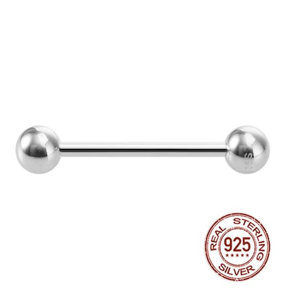 

1pc 925 sterling silver round straight tongue barbell for women 16mm nipple rings 14g hypoallergenic piercing fine jewelry1751547