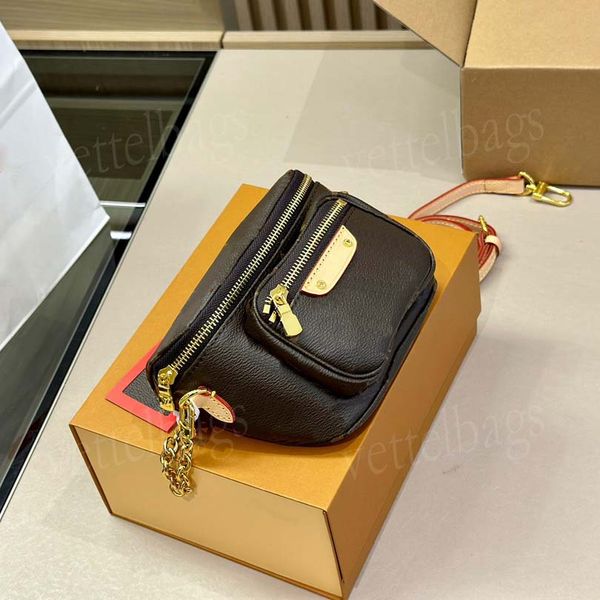 

mini chains waist pack women shoulder bag designer crossbody bags luxury fashion bumbag genuine leather flower cross body vintage handbag