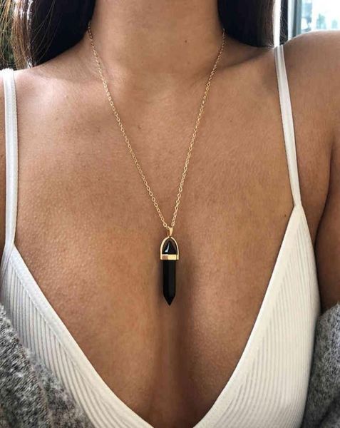 

5pc hexagon pendant necklace for women pink crystal necklaces quartz jewelry whole y2206139231196, Silver