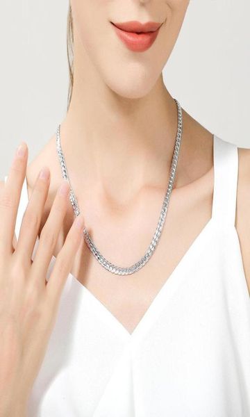 

925 sterling silver chain necklace 6mm full sideways cuban link necklace for woman men fashion wedding engagement jewelry 50cm8255238