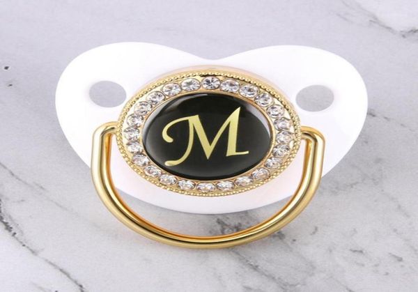 

012 months bling baby pacifier 26 initials letter m newborn infant soother chupete sucette dummy nipples for baby shower gift16675000