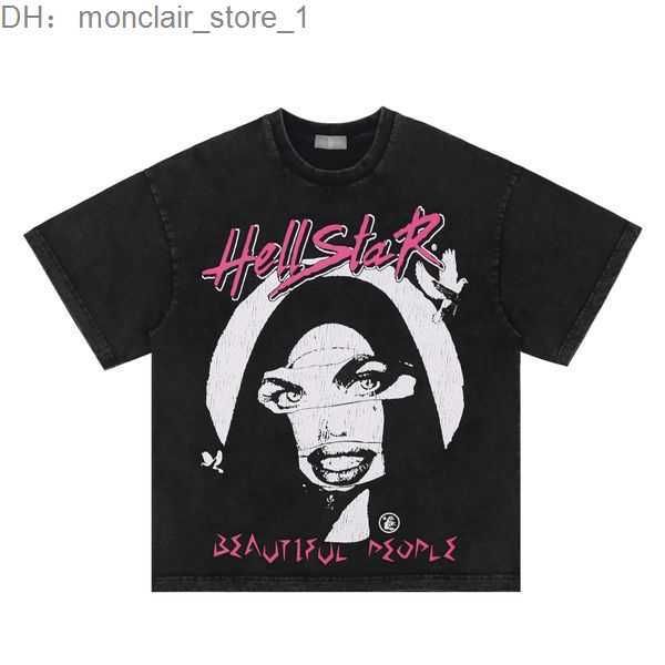 

hellstar short rappe mens women tshirt rapper wash grey heavy craft short sleeve high street fashion retro hell women's t-shirt us size, White;black