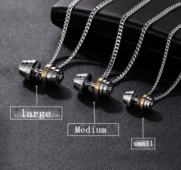 

barbell steel color stainless steel necklace mens couple pendants fitness sport man fitness accesories jewelry on the neck pride2489278, Silver