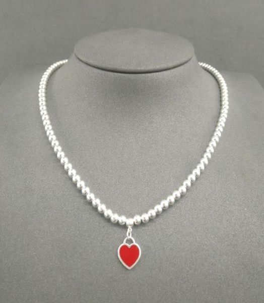 

silver luxury pendants necklaces women love heart round bead chain desinger jewelry love necklace valentine039s day couple0395174285