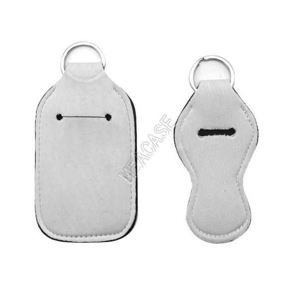 

blank sublimation key holder 30ml hand sanitizer bottle case diy plain white color neoprene perfume bottles bag keychains pendant 4035453