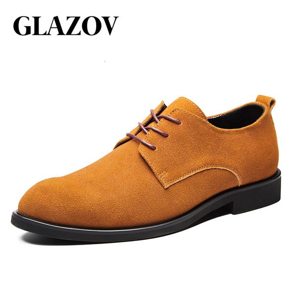 

dress shoes glazov brand spring suede leather men oxford casual classic sneakers for male comfortable footwear big size 3848 230814, Black