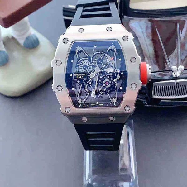 

watch designer luxury mens mechanics milles wristwatch wine barrel rm35-02 series automatic mechanical white steel case tape men'