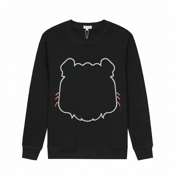 

designer mens hoodies embroidery hoody women tiger head hoodie pull hooded jumper pullover streetwear hoodies o-neck casual loose long sleev, Black