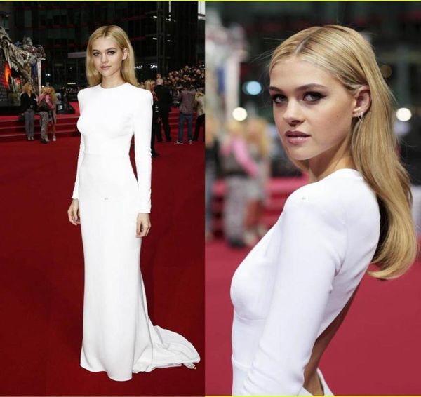 

simple designs white corset formal evening dresses backless sweep train red carpet celebrity gowns elegant long sleeve holida8122565, Black;red