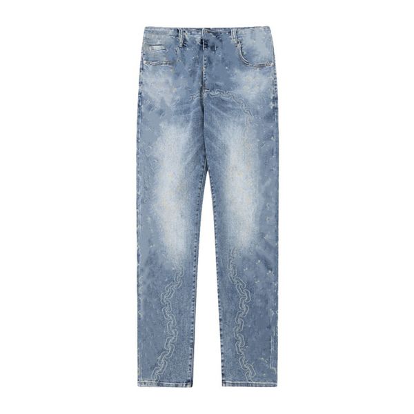 

fashion men's jeans 2023 luis men's and women's embroidered decorative pants letter logo zipper jeans vuttonity 03-08, Blue