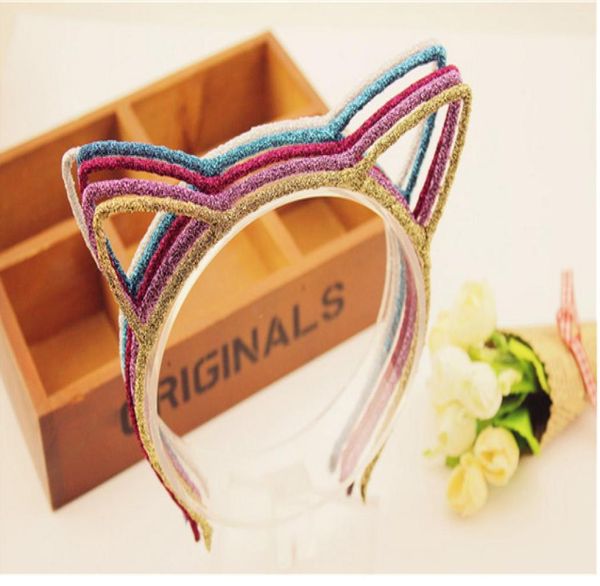 

new women glitter cat ears headband hairband party prop hair band accessories headwear 20pcslot2405081, Silver