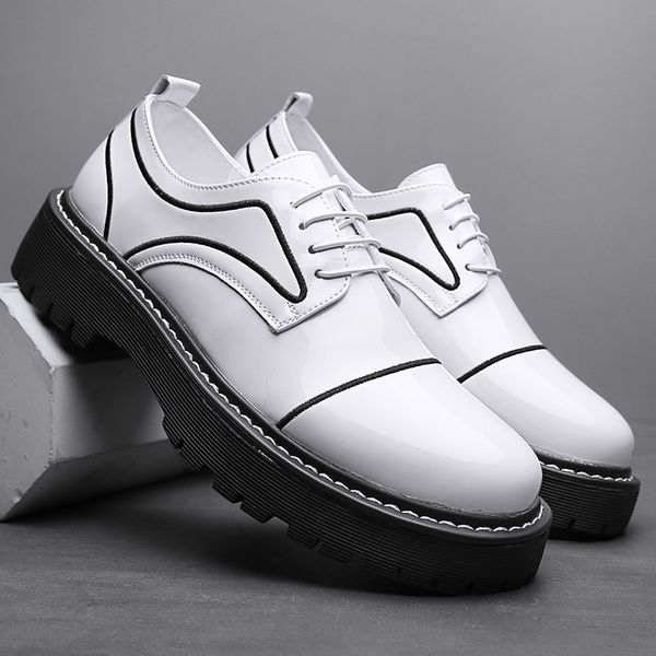 

dress shoes luxury brand british style classic man round toe mens patent leather wedding oxford formal fashion 230814, Black