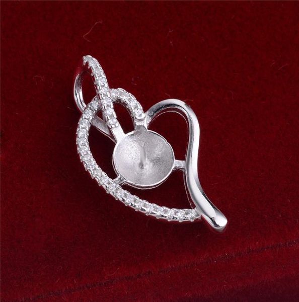 

hopearl jewelry semifinished mountings cubic zirconia pearl findings 925 sterling silver heart pendant for pearl jewelry9746956, Bronze;silver