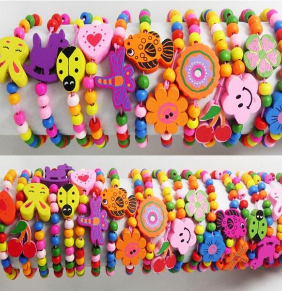 

whole60pcs kids girls wood bracelets children wristbands 12 design mix whole birthday party gift jewelry lot5288589, Golden;silver