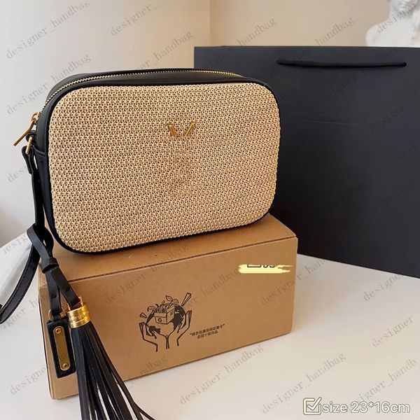 

womens raffias lou camera bag designer luxurys handbag shoulder envelope pochette straw weave leather crossbody bag mens summer beach clutch