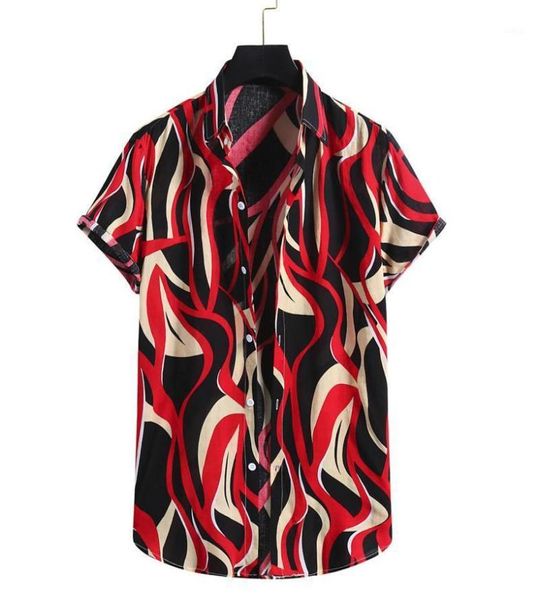 

ethnic vintage cotton linen men shirt short sleeve casual fashion print summer beach hawaiian shirts loose blouse clothing men038228229, White;black