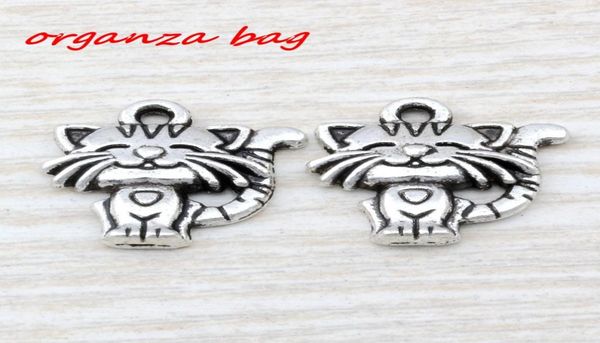 

mic 100pcs ancient silver zinc alloy singlesided cute cat charm pendants 18x 19mm diy jewelry a1101942593, Bronze;silver