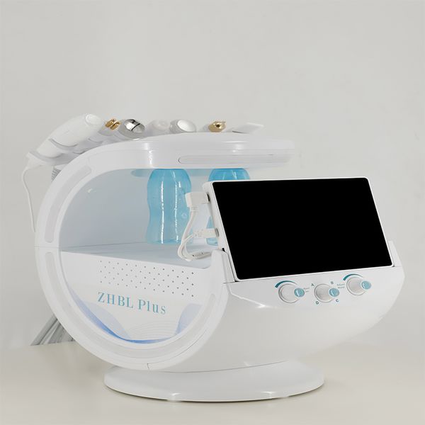 

new 7 in 1 multi-functional beauty equipment hydra facial skin analyzer skin care machine smart ice blue oxygen hydrogen bubble hydrodermabr, Black;white