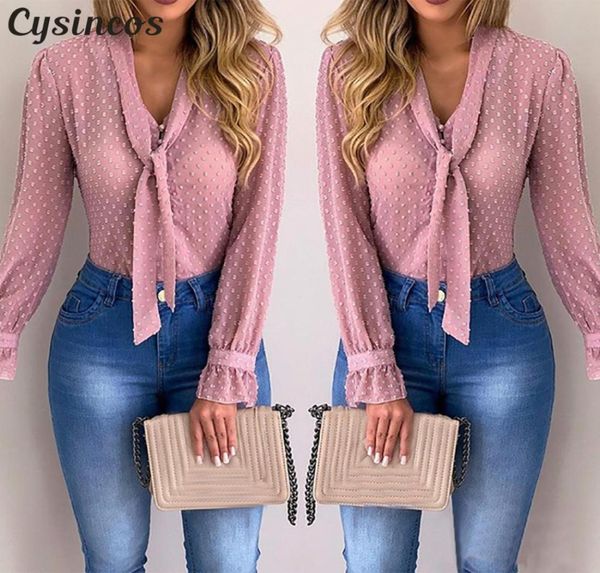 

women blouses fashion long sleeve vneck pink shirt chiffon office blouse slim casual plus size s5xl4479754, White