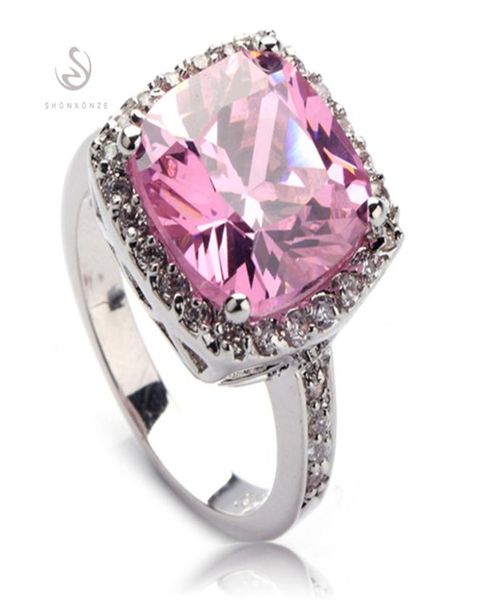 

shunxunze hiphop engagement wedding rings for women039s clothing accessories drop pink cubic zirconia rhodium plated r58919757, Silver