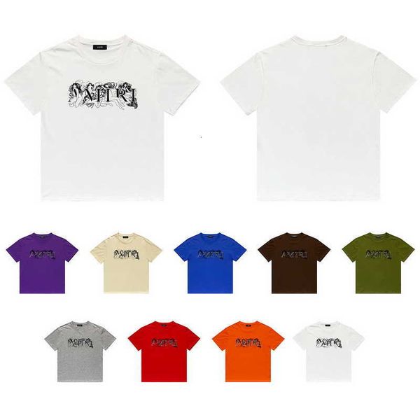 

men's t-shirts quality summer t-shirts designer sleeve amirri casual fashion long term stock new us 2022 beauty letter sketch casual hi, White;black