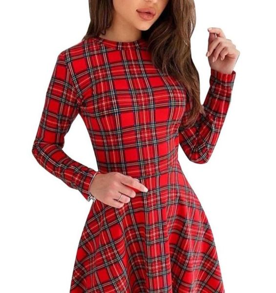

casual dresses znu 2021 christmas red dress long sleeve scottish spring autumn slim ladies mini party smlxlxxl3208866, Black;gray