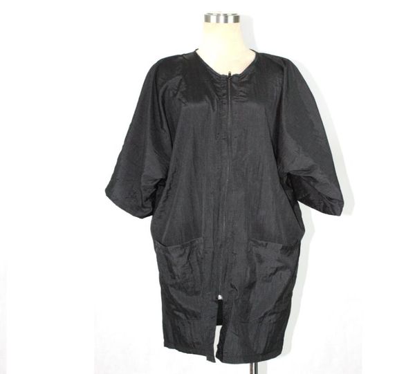 

summer short sleeves sauna spa kimono wraps with two big pocket salon hair gown zipper bathrobe for men and women7254162