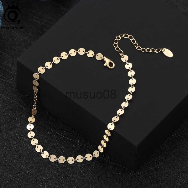 

anklets orsa jewels 925 sterling silver 4mm round plate chain anklet 14k gold plated simple jewelry for women birthday gift sa25 j230815, Red;blue