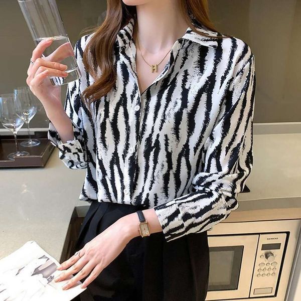 

spring and autumn style long sleeved chiffon shirt for womens personality niche all matching temperament, White