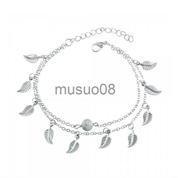 

anklets leaf anklets women double foot chain ankle brelets bohemian gold color leaves anklet jewelry for foot summer beh gifts j230815, Red;blue