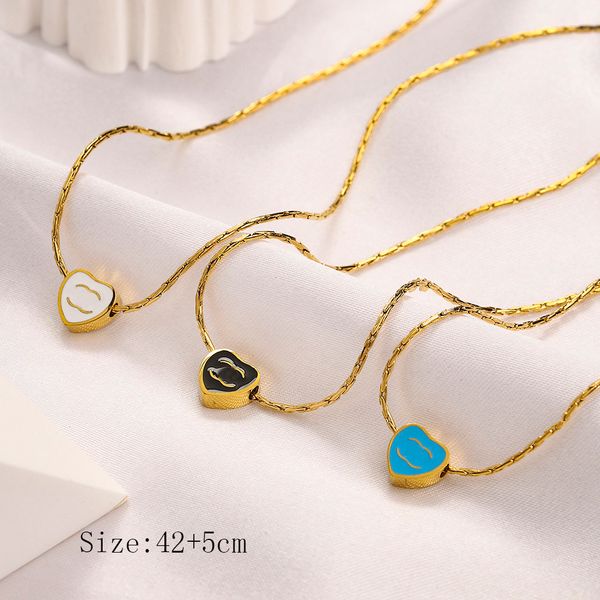 

never fading gold plated brand designer pendants necklaces small heart stainless steel letter choker pendant necklace chain for men, Silver