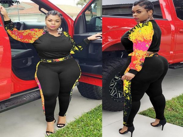 

women tracksuits plus size l4xl painted print sweatshirt jogger pants suit activewear tracksuit two piece set fitness outfits5345143, Gray