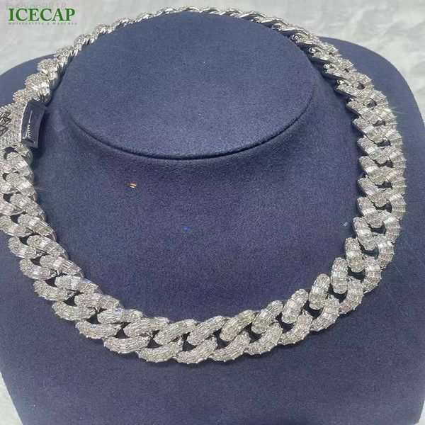 

hip hop custom big chain jewelry ice out full trapezoid moissanite diamond 20mm cuban chain necklace, Silver