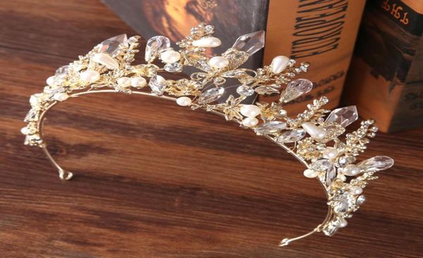 

2020 new bridal headdress baroque gold tiara bride princess tiara wedding dress accessories crown hair accessories2762287, White;golden