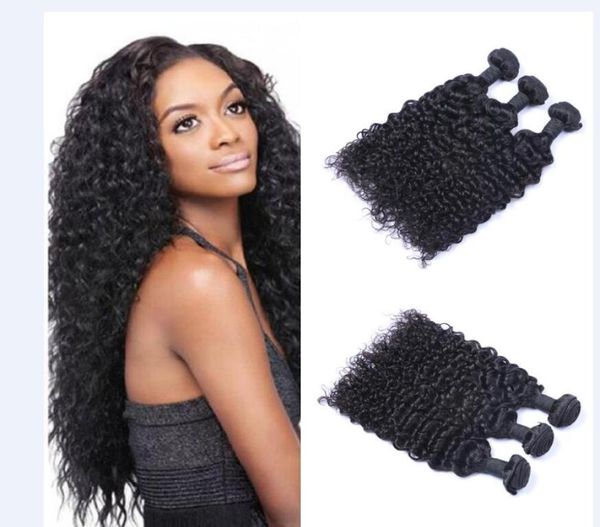 

unprocessed brazilian peruvian indian malaysiay virgin hair jerry curly hair weave hair extensions natural color 3pcslot 1657417, Black