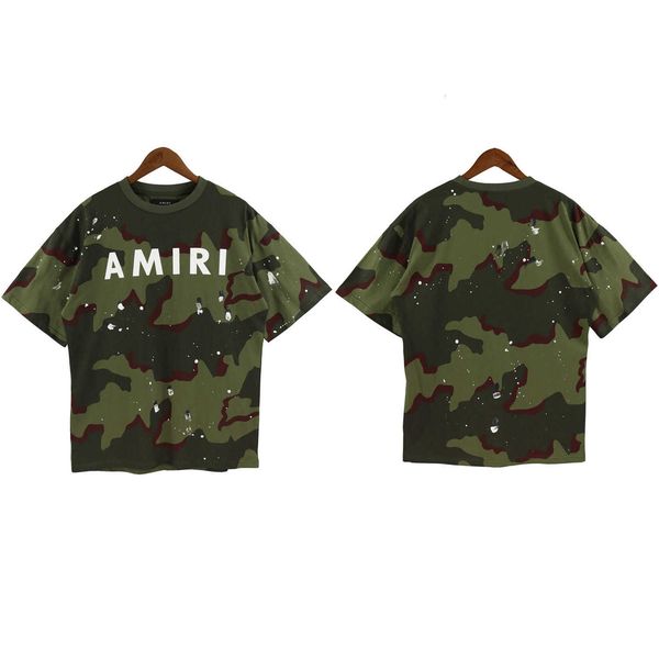 

men's t-shirts quality summer t-shirts designer sleeve amirri casual fashion 23ss spring summer new american camo simple letter short t, White;black