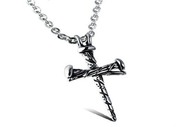 

new arrivals 10pcs fashion men039s alloy nails cross pendant necklace7672620, Silver