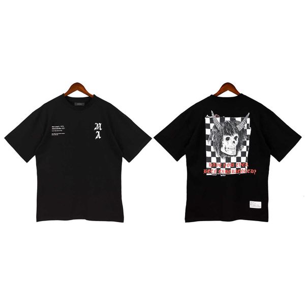 

men's t-shirts quality summer t-shirts designer sleeve amirri casual fashion 23ss spring summer new american letter simplified printing, White;black