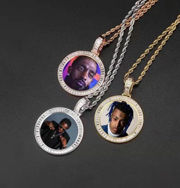 

custom po round pendant necklaces for men women hip hop luxury designer bling diamond picture pendants friend family jewelry lo3352964, Silver