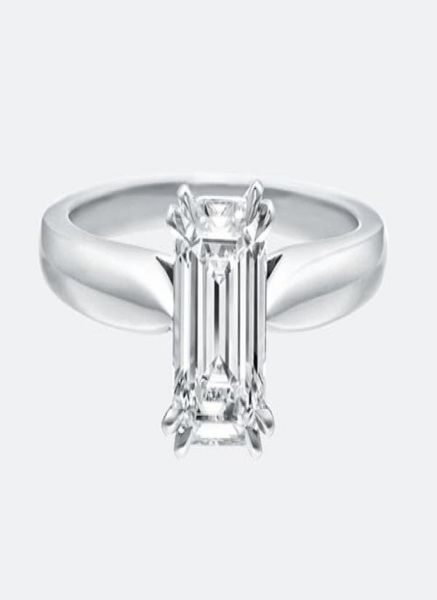 

classic emerald cut moissanite diamond single stone setting 9k14k18k white gold certified ring for women with a certificate4675000, Slivery;golden