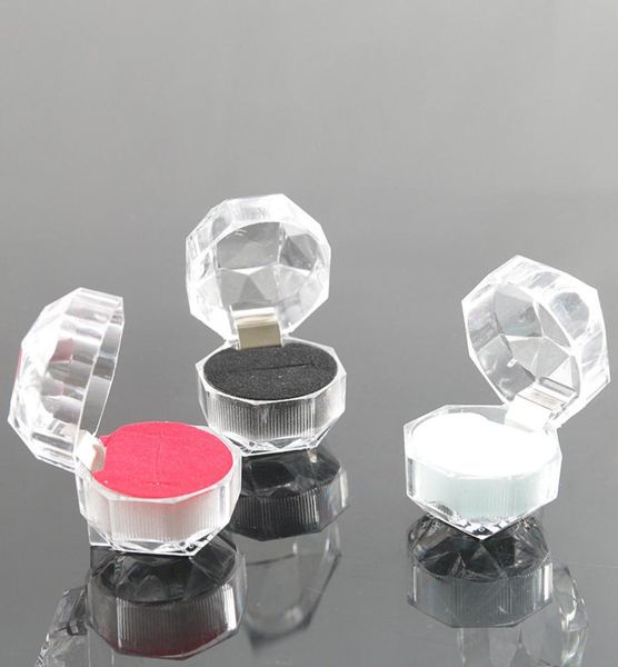 

50pcslot earrings display boxes storage organizer package case transparent clear acrylic crystal ring jewelry box4903297, Black;white