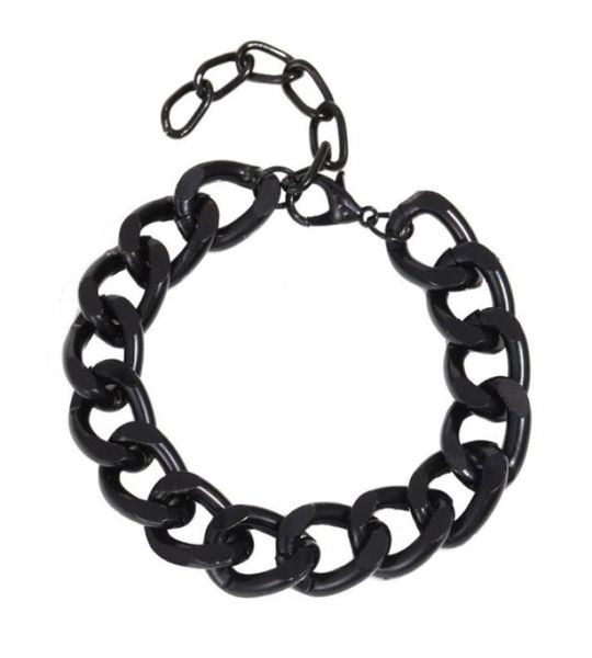 

punk alloy thick black chain bracelet for women men unopen adjustable rock street jewelry accessories 5195352585883495818