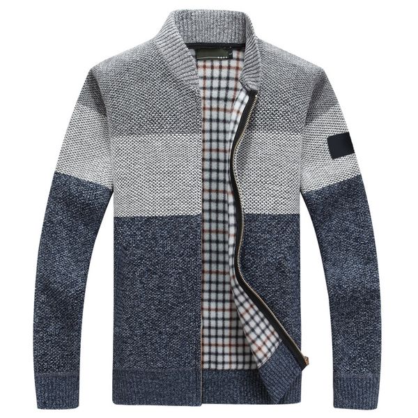 

2023 trend new coat autumn and winter plus fleece thickened large size sweater fashion casual sweater coat stand collar color cardigan stone, Black;brown