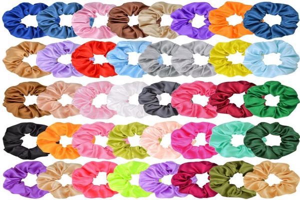 

solid girl elastic hair scrunchie scrunchy head band ponytail hairbands girls hairs rope hair accessories a2754254157, Slivery;white