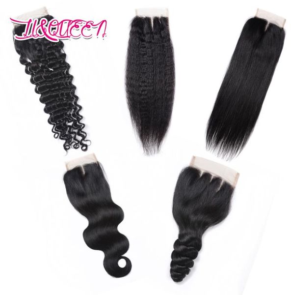 

brazilian virgin hair 4 x 4 lace closure body wave deep straight loose kinky straight baby hair lace closure whole4160884, Black;brown