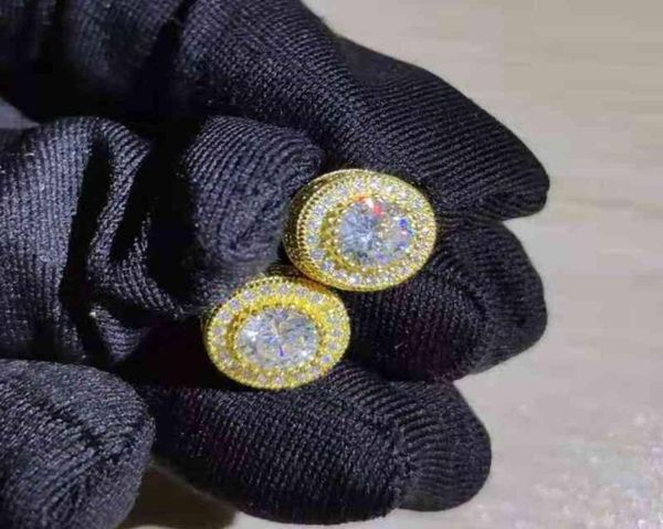 

fashion luxury round zircon earrings for men and women gold silver cz diamond wedding stud earring beautiful jewelry crystal ear r8648067, Golden;silver