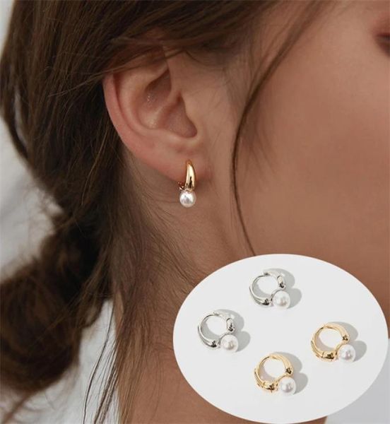 

2022 new premium french pearl charm cute small hoop earrings women039s gold drop earrings ab7728976288, Golden