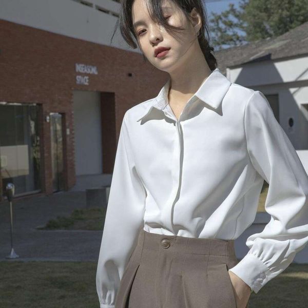 

spring and autumn professional dress shirts long sleeve chiffon white shirt womens design korean style