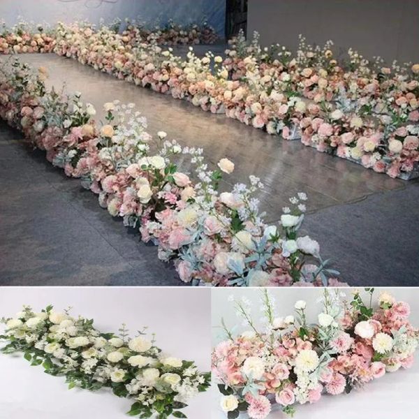 

100cm 50cm flower wedding road lead flowers long table centerpieces flower arch door lintel silk rose wedding party backdrops decorationzz